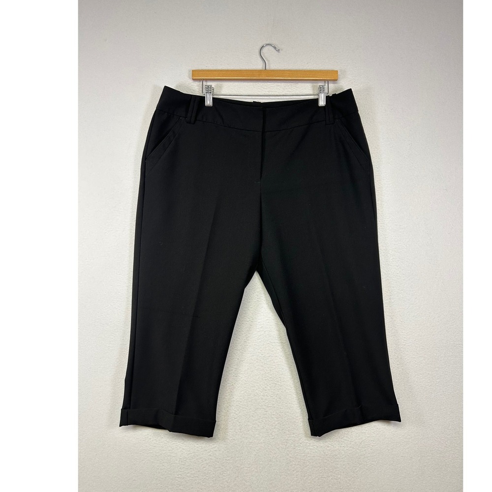 Business Casual Worthington Womens Size 16 Black Modern Fit Capri Cuffed Pants